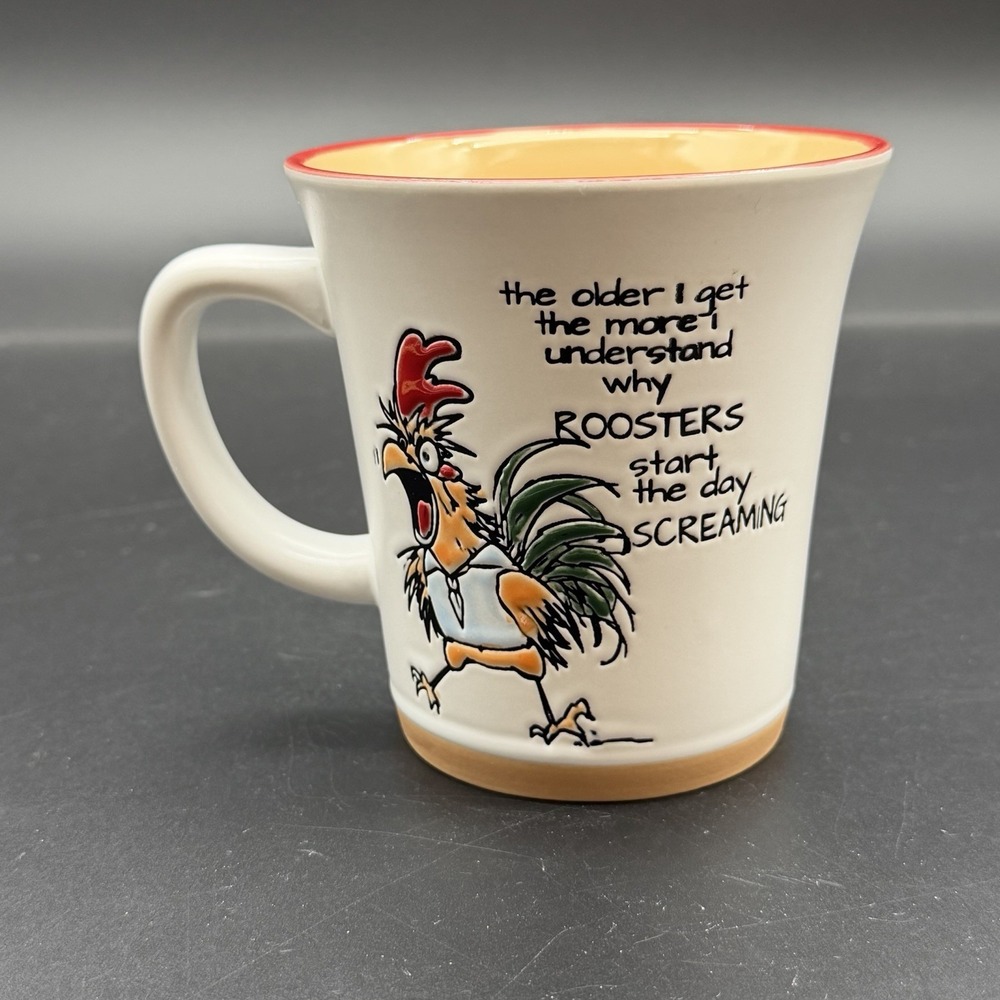 Cracker Barrel Screaming Rooster Coffee Mug Cup 16 oz Handcrafted Farmhouse
